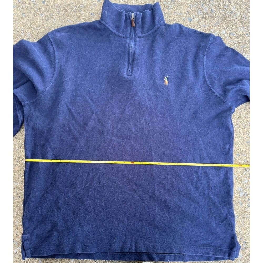 Polo‎ Ralph Lauren Mens Estate Rib Quarter Zip Pullover Navy Blue Large - Picture 7 of 8